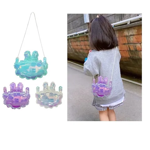 Iridescent Laser Foil Balloon Girl Handbag Shape For Birthday Party Decoration Photography Prop Rainbow Crossbody Bag