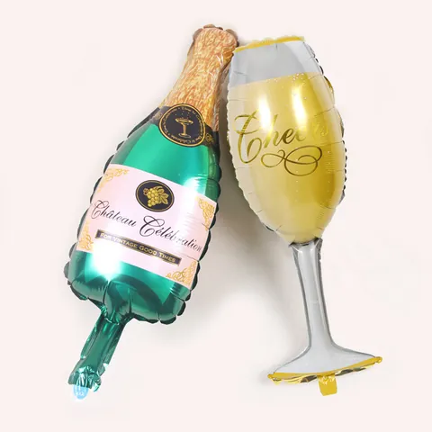 Champagne Wine Bottle Goblet Shaped Aluminum Foil Balloons Birthday Party Decorations Wedding Celebration Festive Supplies