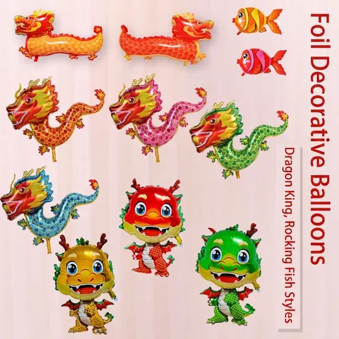 Chinese New Year Dragon Foil Balloon Aluminum Film Cartoon Animal Shape Party Decoration For Spring Festival Celebration