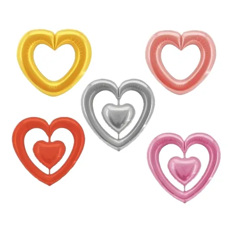 Valentine's Day Heart Aluminum Foil Balloon Romantic Hollow Linked Heart Mylar Balloon For Birthday Wedding Party Decoration