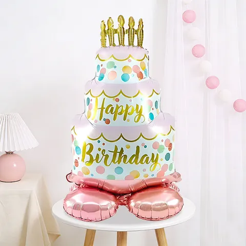 Large Standing Birthday Cake Champagne Wine Bottle Aluminum Foil Balloon Kids One Year Old Birthday Party Decoration Balloons