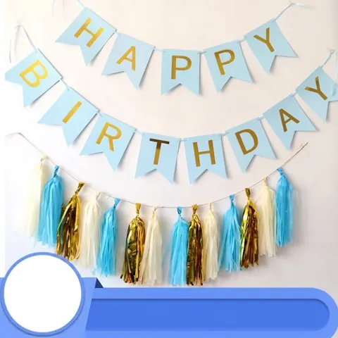 Happy Birthday Swallowtail Bronzing Paper Banner Birthday Party Decoration Gold Letter Hanging Bunting Garland For Event Decoration