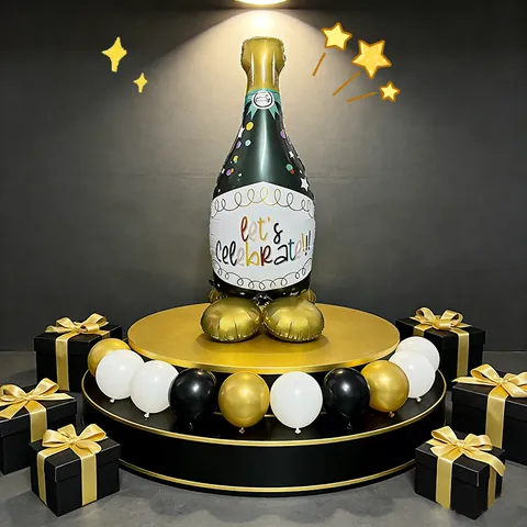 Large Standing Birthday Cake Champagne Wine Bottle Aluminum Foil Balloon Kids One Year Old Birthday Party Decoration Balloons