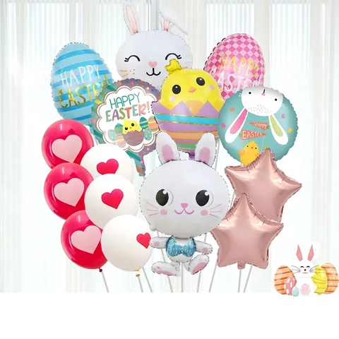 Pasen Party Ballonnenset Aluminiumfolie Konijn Kuiken Ei Kruis Vormen Feestelijke Huisdecoratie Cartoon Sfeer Benodigdheden