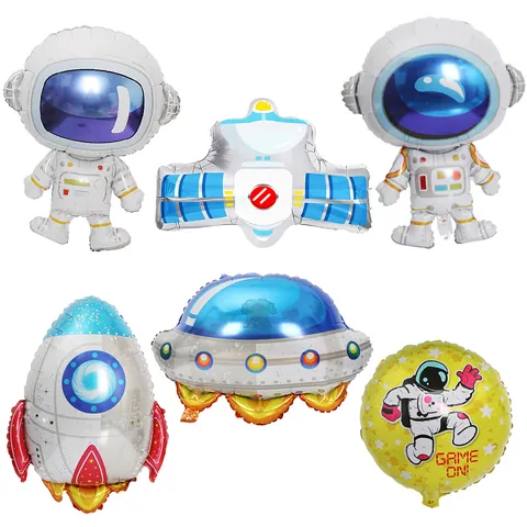 Decorazioni per Feste a Tema Spaziale Cartone Animato Astronauta Razzo Palloncini in Alluminio per Compleanno Bambini Decorazione