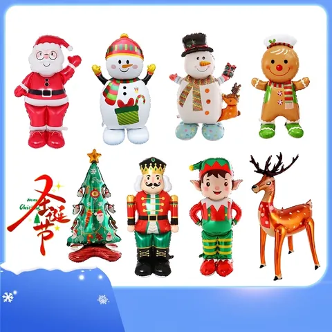 Standing Christmas Aluminum Film Balloon 3D Santa Claus Snowman Gingerbread Man Christmas Tree Party Decoration Balloon
