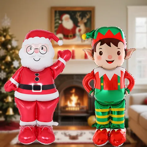 Standing Christmas Aluminum Film Balloon 3D Santa Claus Snowman Gingerbread Man Christmas Tree Party Decoration Balloon