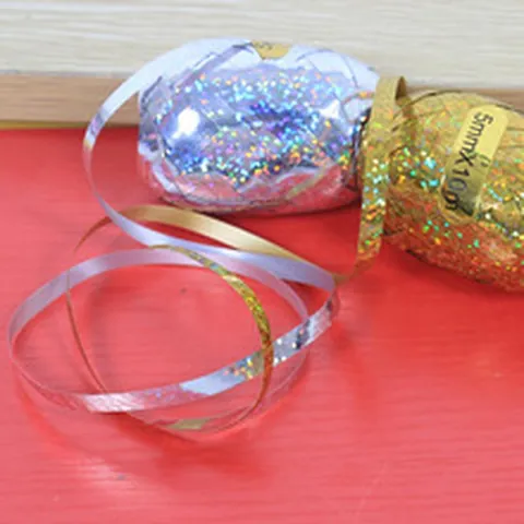 Laser Metallic Balloon Ribbon Glitter Iridescent Decorative String For Birthday Wedding Party Decoration Gift Wrapping Curling Ribbon