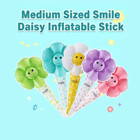 Daisy Flower Smiley Face Foil Balloon Handheld Wand Style Multicolor Aluminum Film Balloon For Kids Birthday Party Wedding Event Decoration