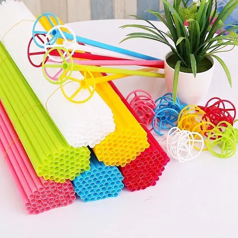 Professional Thickened Plastic Balloon Support Rods With Cups For Party Decorations Multicolor Durable Display Holder