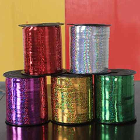 Shiny Holographic Laser Curling Ribbon For Balloon String Wedding Party Decoration PVC Gift Wrapping Ribbon For Festive Event DIY Craft