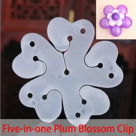 Clips para Globos con Forma de Flor de Ciruelo Soporte de Plástico Blanco para Decoraciones de Boda Cumpleaños Fiesta Accesorios