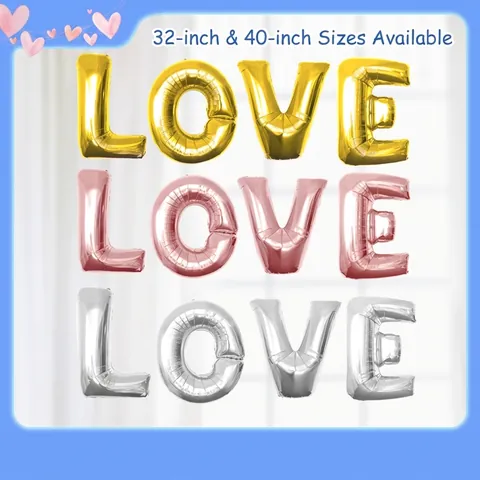 Large LOVE Letter Aluminum Foil Balloon Gold Silver Rose Gold Metallic Mylar Balloon For Valentine's Day Wedding Party Birthday Decoration
