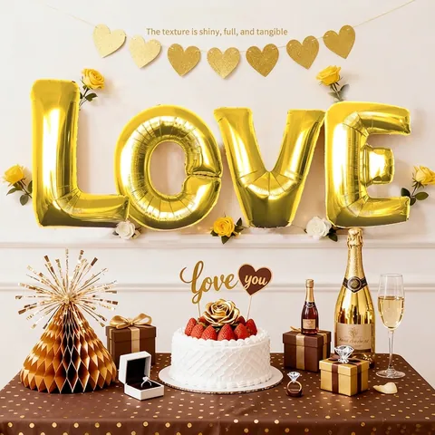 Large LOVE Letter Aluminum Foil Balloon Gold Silver Rose Gold Metallic Mylar Balloon For Valentine's Day Wedding Party Birthday Decoration