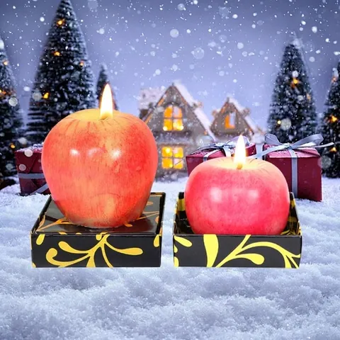 Simulierte Apfel Duftkerzen Heiligabend Fruchtform Paraffinwachs Geschenkbox Kerze Für Haus Dekor Weihnachten Party Tisch Ornament