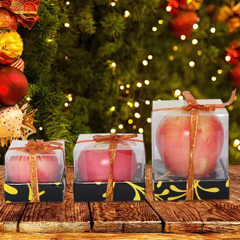 Simulierte Apfel Duftkerzen Heiligabend Fruchtform Paraffinwachs Geschenkbox Kerze Für Haus Dekor Weihnachten Party Tisch Ornament