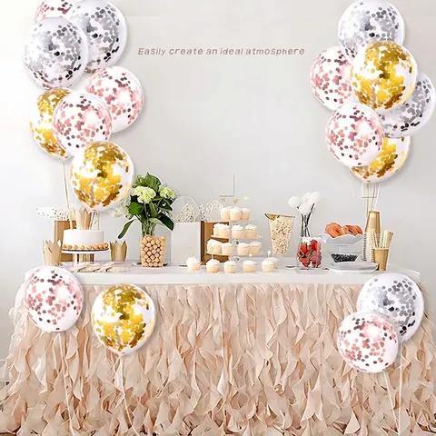 Large Transparent Latex Balloons With Metallic Confetti Sequins Rose Gold Gold Silver Round Balloons For Wedding Party Decor