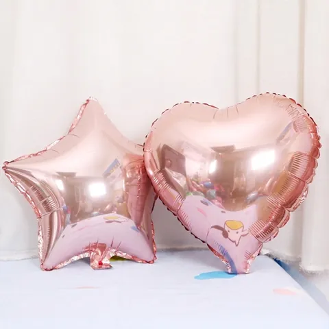 18 Inch Rose Gold Aluminum Foil Balloon Heart Star Round Shapes Metallic Mylar Balloons For Wedding Birthday Party Decoration