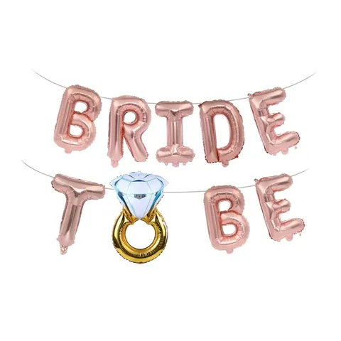 Globos de Letras Bride To Be de Papel de Aluminio Con Anillo de Diamante Set para Despedida de Soltera Boda Fiesta Decoración