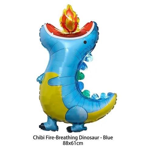 Large Cartoon Crown Dinosaur Aluminum Film Balloon Fire Breathing Dinosaur Foil Balloon For Birthday Party Decoration