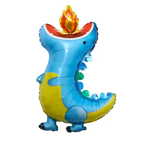 Large Cartoon Crown Dinosaur Aluminum Film Balloon Fire Breathing Dinosaur Foil Balloon For Birthday Party Decoration