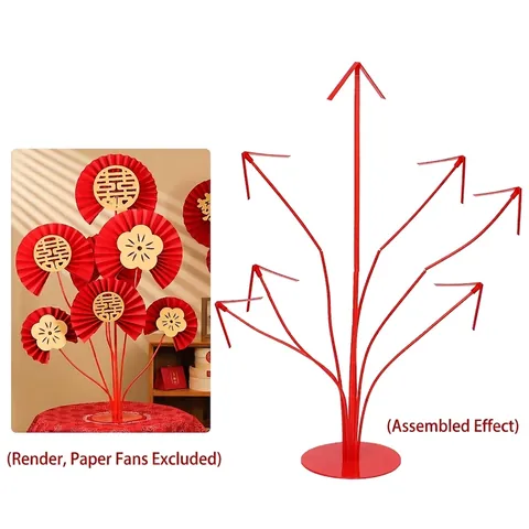 Red Plastic Balloon Tree Stand Holder For Wedding Paper Fan Table Top Display Column Rack For Party Event Decoration