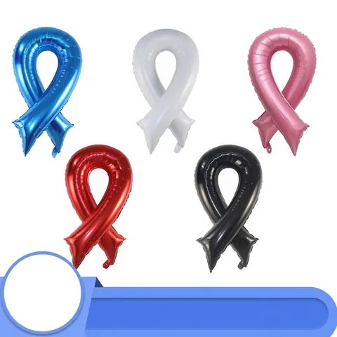 Metallic Ribbon Shape Aluminum Foil Balloon For Charity Awareness Theme Party Decoration Breast Cancer Support Balloon