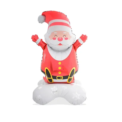 Christmas Standing Santa Claus Snowman Foil Balloon with Self-Standing Base Large Inflatable Xmas Window Decoration Party Ornament