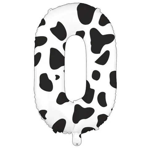 Large Cow Print Number Balloon Aluminum Foil Jumbo Digital Balloon For Birthday Anniversary Party Office Celebration Decor