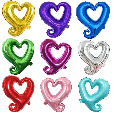 18 Inch Heart Shaped Hook Aluminum Foil Balloon Metallic Mylar Balloons For Wedding Valentine's Day Party Decor