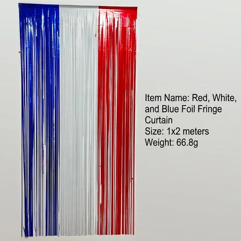 Independence Day Foil Fringe Curtain Stars Stripes Patriotic Party Tablecloth Table Skirt Banner For July 4th Celebration Decorations