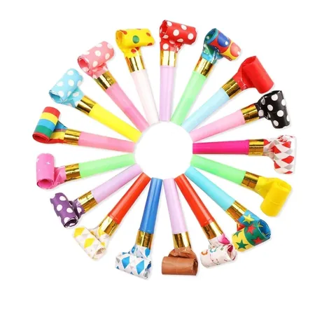 Colorful Paper Blow Dragon Whistles For Kids Birthday Party School Activity Sports Cheering Props Noise Makers Party Favors
