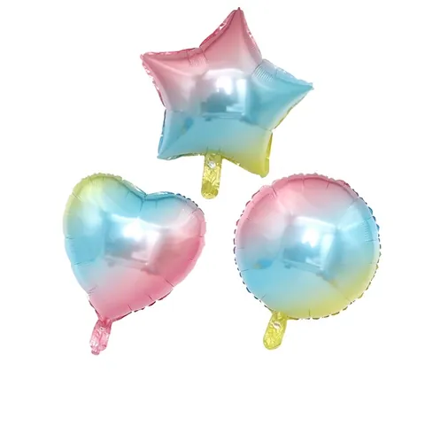 18 Zoll Regenbogen Farbverlauf Aluminiumfolie Ballon Herz Stern Rund Dekoration Für Geburtstag Hochzeit Valentinstag Party