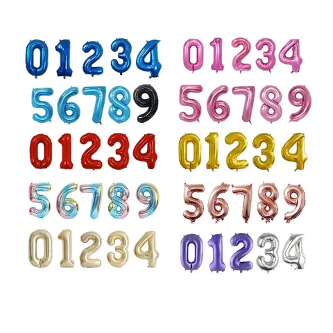 32 Inch Large Number Balloon Aluminum Film Foil Balloons For Birthday Party Wedding Anniversary Decoration Numbers 0-9