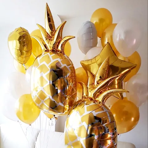 Gold Pineapple Foil Balloon Metallic Fruit Shape Mylar Balloon For Wedding Birthday Event Party Decoration Theme Party Supplies