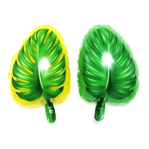 Tropical Monstera Leaf Aluminum Foil Balloon Metallic Transparent Green Yellow Plant Shape Decorative Balloon For Birthday Party Wedding
