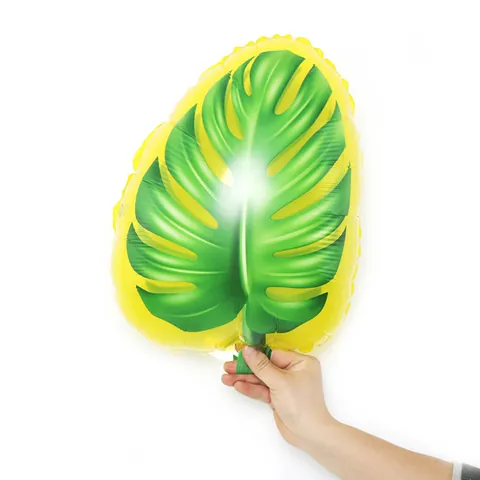Tropical Monstera Leaf Aluminum Foil Balloon Metallic Transparent Green Yellow Plant Shape Decorative Balloon For Birthday Party Wedding