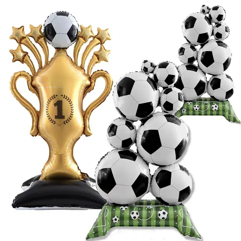 Large Standing Soccer Trophy Balloon Aluminum Foil Balloon Sports Theme Party Decorations World Cup Football Balloon Set