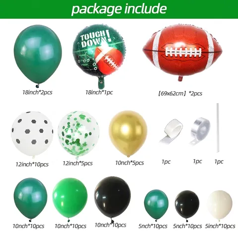 Football Rugby Balloon Arch Kit Green Black Gold Latex Foil Balloon Garland Sports Themed Birthday Party Decorations For Fans
