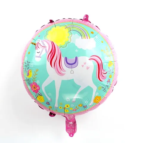 Cartoon Unicorn Flamingo Aluminum Foil Balloon Round Dreamy Metallic Mylar Balloons For Birthday Party Festival Celebration Decoration