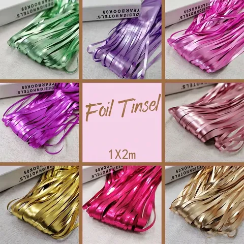 Metallic Foil Fringe Curtain Chrome Tinsel Streamers For Birthday Wedding Party Backdrop Wall Decoration Shimmering Backdrop