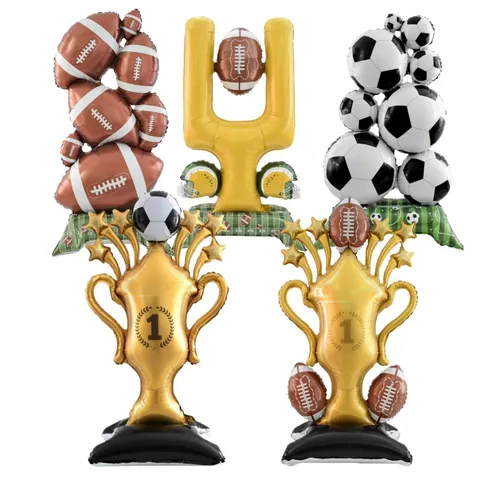 Large Standing Soccer Trophy Balloon Aluminum Foil Balloon Sports Theme Party Decorations World Cup Football Balloon Set
