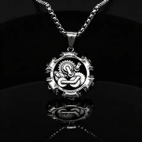 Steampunk Μενταγιόν Γρανάζι Κολιέ από Ανοξείδωτο Ατσάλι Πανκ Χιπ Χοπ Βίντατζ Μηχανικά Κοσμήματα για Άνδρες Δώρο