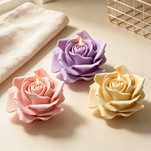 Moule en Silicone en Forme de Rose 3D pour Bricolage de Bougies Parfumées Savon Résine Artisanat Décoration de Gâteau