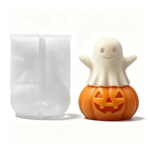 Halloween Pumpkin Ghost Silicone Mold DIY Handmade Aromatherapy Candle Plaster Ornament Making Tools Flexible Silicone Mold For Party Decor