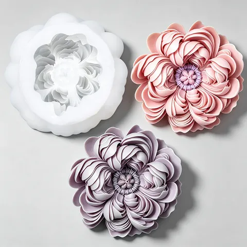 Molde de Silicona de Peonía 3D para Pastel Fondant Mousse Gelatina Vela Jabón Hacer DIY Herramienta de Repostería Peonía