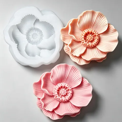 3D Flower Silicone Mold For Candle Making Peony Floral DIY Soap Resin Crafting Tool Handcrafted Cake Fondant Baking Decorating Mold