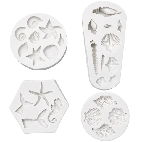 Ocean Shell Conch Silicone Mold For DIY Fondant Cake Decoration Marine World Series Shell Starfish Seahorse Silicone Baking Mold DIY Craft Ornament