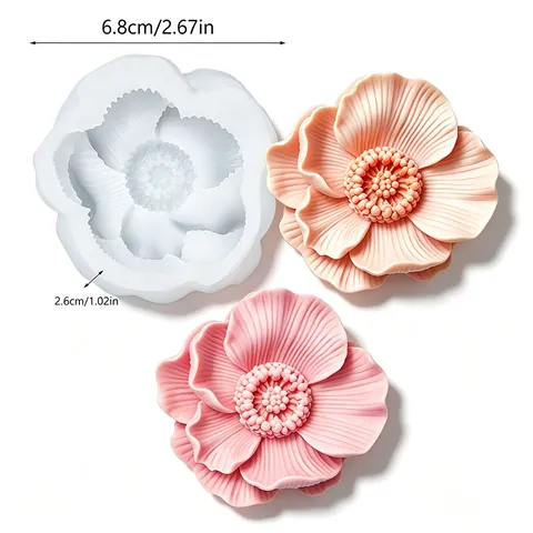 3D Flower Silicone Mold For Candle Making Peony Floral DIY Soap Resin Crafting Tool Handcrafted Cake Fondant Baking Decorating Mold