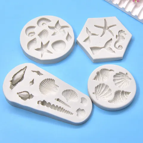Ocean Shell Conch Silicone Mold For DIY Fondant Cake Decoration Marine World Series Shell Starfish Seahorse Silicone Baking Mold DIY Craft Ornament